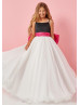 Spaghetti Straps Velvet Chiffon Long Flower Girl Dress